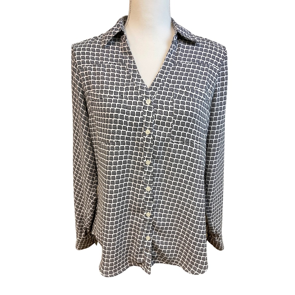 EXPRESS Portofino Print Blouse Shirt Top Sz S Office Work Job School Academia